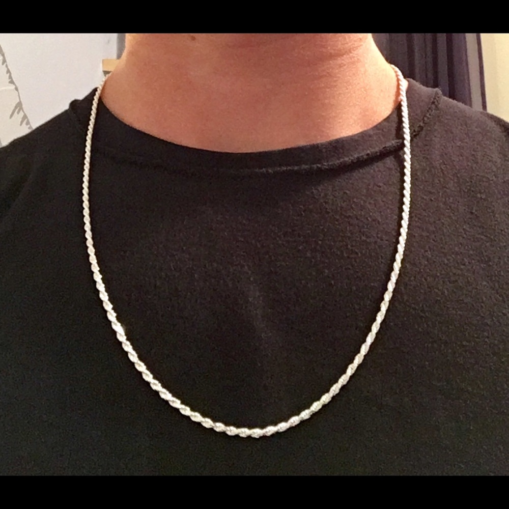 Solid Silver Rope Chain 24in 2mm .925 Italy